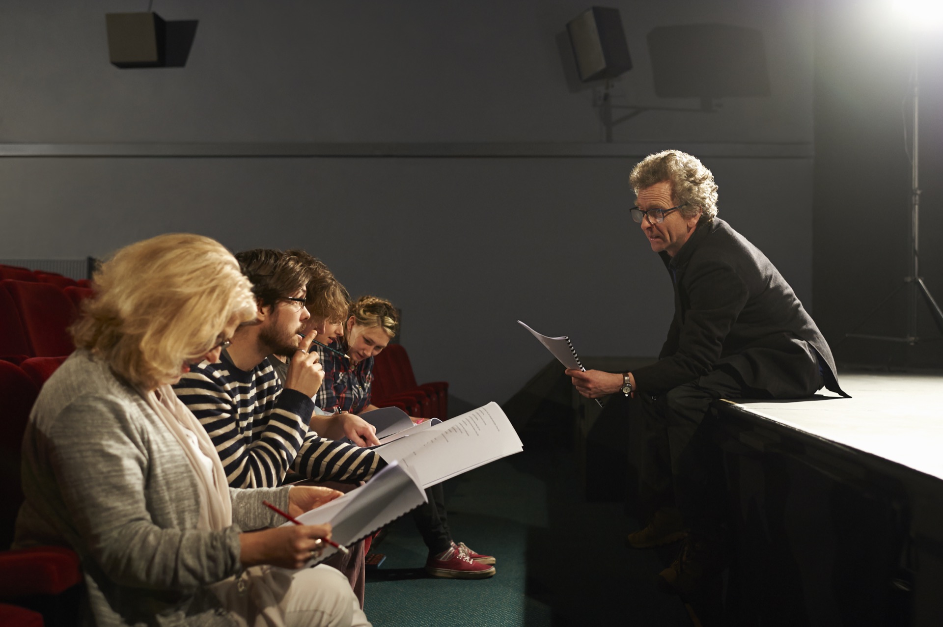 Actors reading a script