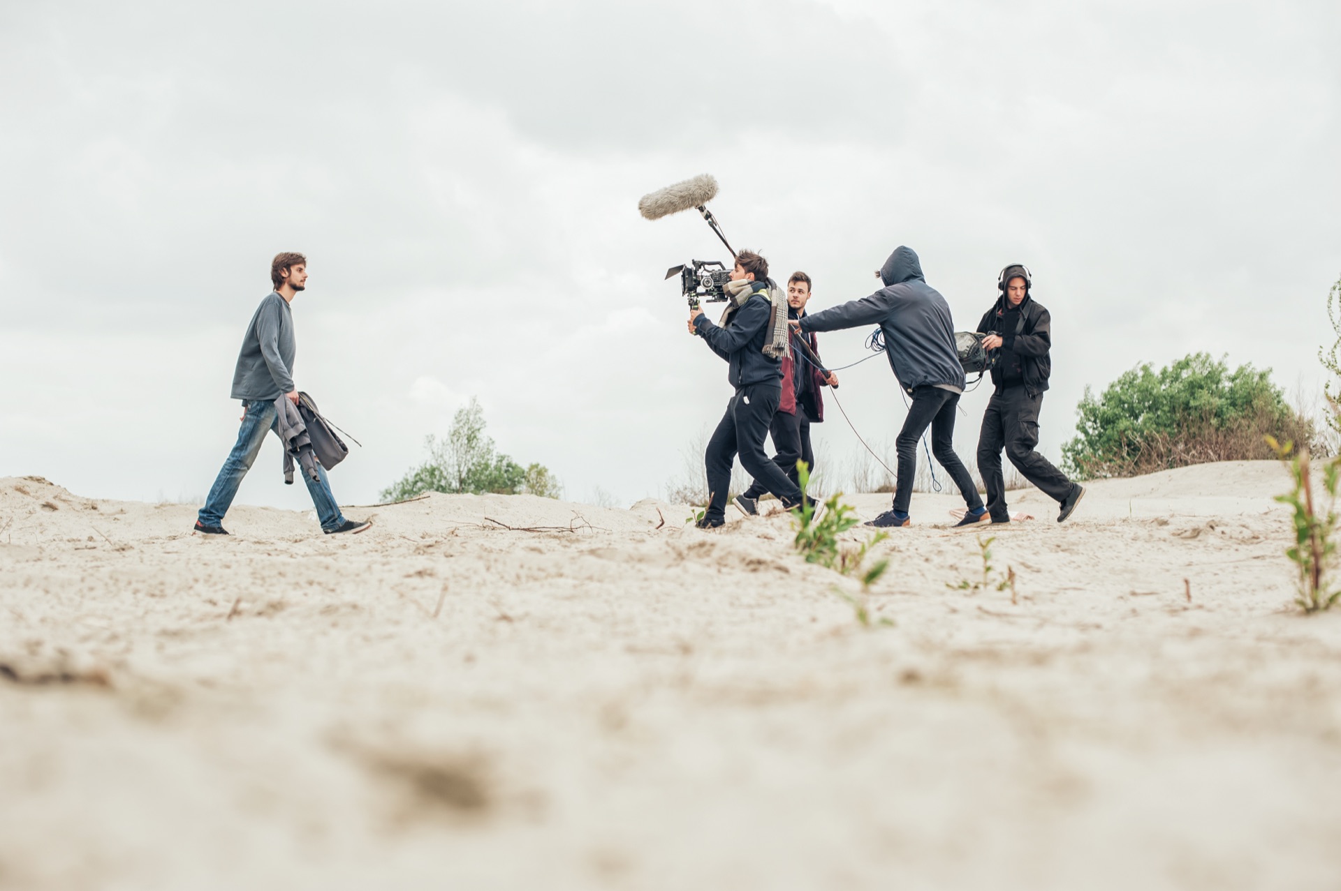 Film crew shooting on location